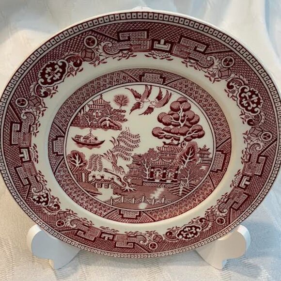 Alfred Meakin Pink Transferware Willow Ware Dinner Plate Willow Floral Design - Picture 5 of 12